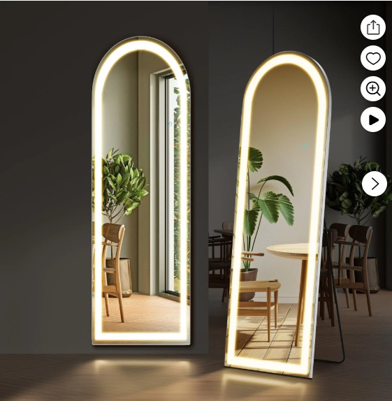 EDX Arched Full Length Mirror 64″x21″ Full Body Mirror Rectangle Free Standing Wall Mounted Leaning Hanging Floor Mirrors, Gold