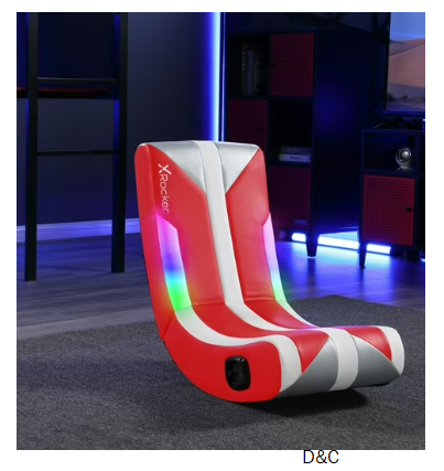 X Rocker Navigator Floor Rocker Gaming Chair with RGB Lighting and 2.0 Audio, Red