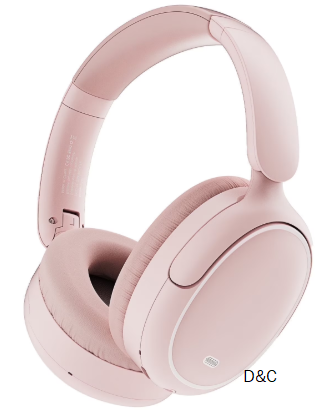 Hybrid Active Noise Cancelling -45dB, Bluetooth Headphones 5.4, 50H Playtime Earbuds, Clear Call with 4 Mics, Bass Boosted by 90%, Comfort Fit Over Ear Headphones for Travel Home Office PC Pink