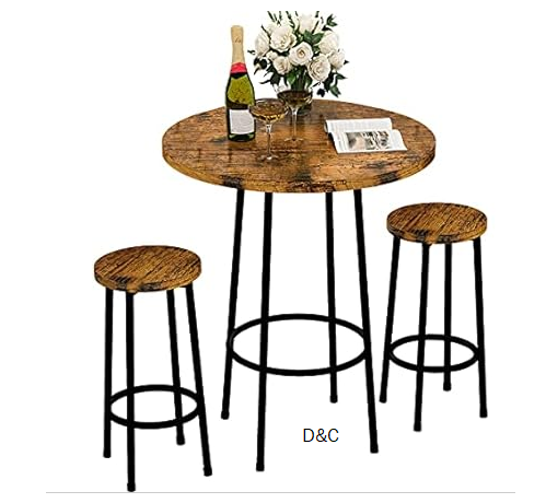 Mid Century Modern Round Dining Table Set for 4 with Chairs in Dining Room, Small Kitchen, Office, Cafe, Restaurants