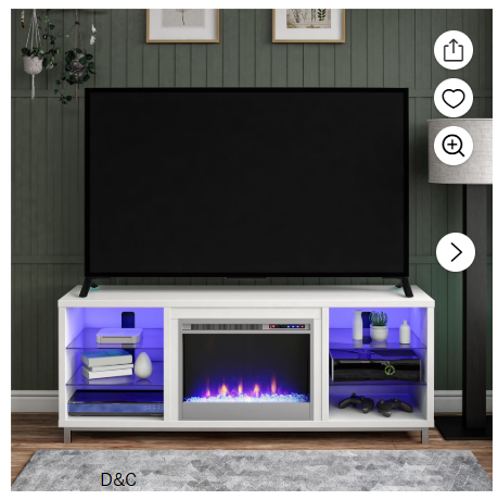 Elmcroft Mantel Fireplace TV Stand for TVs up to 65″, White