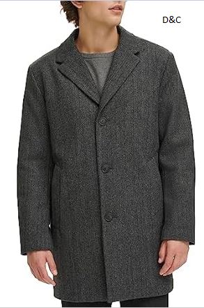Dockers Men’s Henry Wool Blend Top Coat, Herringbone (Without Bib)