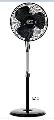 BLACK+DECKER 16 Inches Stand Fan with Pedestal Base, Height Adjustable Pedestal Fan with Remote and Touch Control Panel, Free Standing Fan with 90-Degree Oscillating and 3-Speed Settings, Black