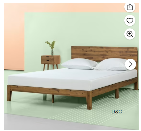 Zinus Julia 34″ Wood Platform Bed Frame, Queen