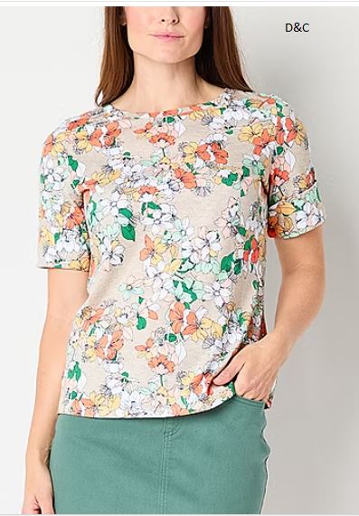 Liz Claiborne Womens Boat Neck Short Sleeve T-Shirt