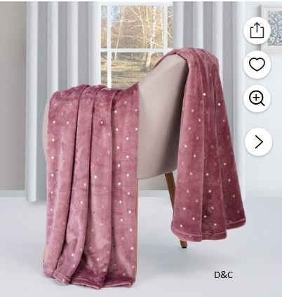 Superior Fleece Plush Fluffy Soft Blanket, Polka Dot Mauve, Throw