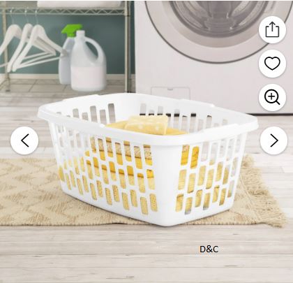 Mainstays 1.5 Bushel Rectangular Laundry Basket, Ideal for Basic Laundry Needs, White