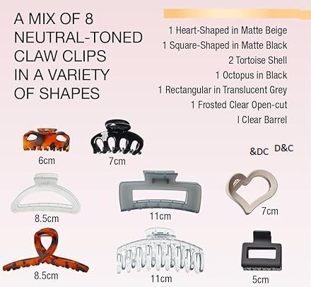 Scunci by Conair 8 piece claw clips set