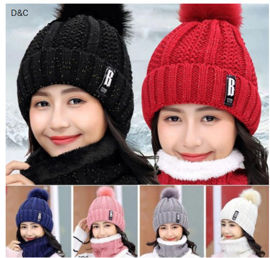 Women’s Winter Beanie Hat & Scarf Set – 6 Colors