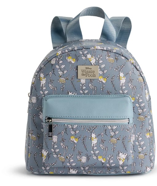 Winnie The Pooh Sketchy Floral All Over Print with Metal Badge Mini Backpack