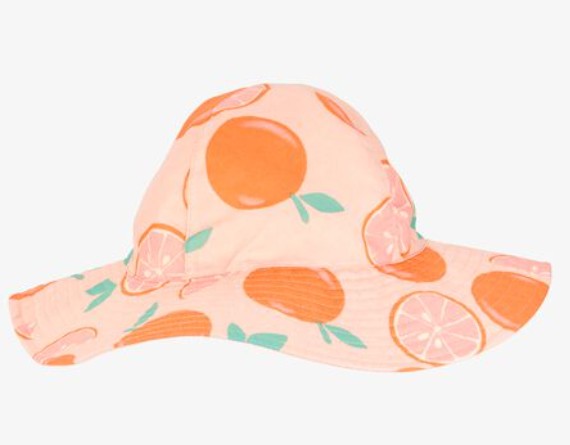 Toddler Girl Orange Fruit Print Reversible Swim Hat – Orange/Peach