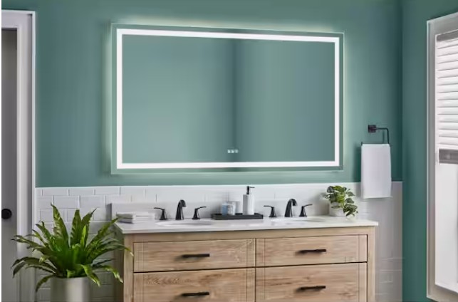 24 in. W x 30 in. H Rectangular Frameless Anti-Fog LED Light Wall Bathroom Vanity Mirror