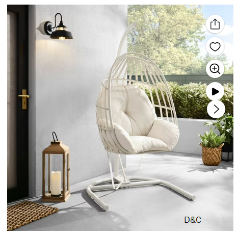 Mainstays Outdoor Wicker Patio Hanging Egg Chair, White