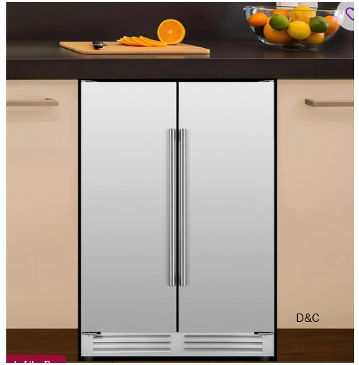 24″ Beverage Refrigerator with French Doors 150-Can Capacity, Built-in or Freestanding Beer and Drink Cooler