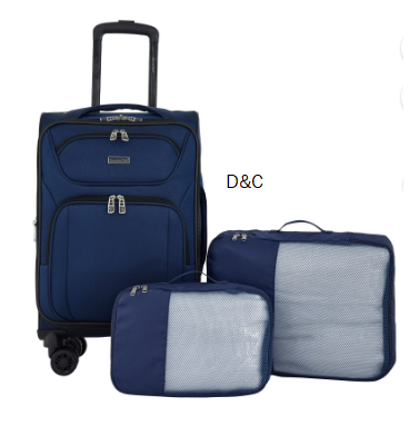 Travelers Club 3-Piece Rolling Soft Side Travel Luggage Set – Navy Blue Peony