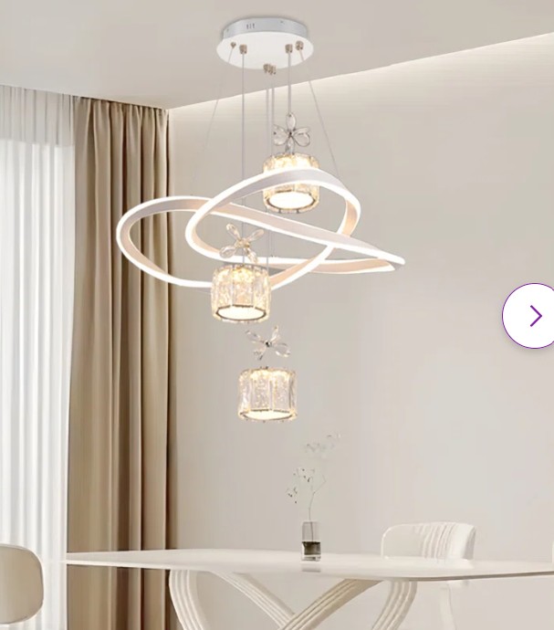 1 – Light Dimmable Unique Modern Linear LED Chandelier Geometric Chandelier With Crystal Accent