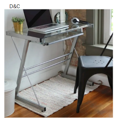 Walker Edison – 31″ Modern Glass Computer Desk – Silver