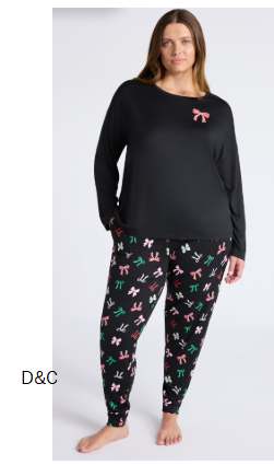 New Joyspun Women’s Plush Long Sleeve Top and Pants Pajama Set, 2-Piece, Size XS-3X