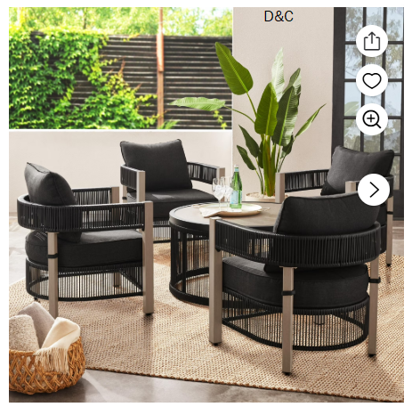 Better Homes & Gardens Tarren 5-Piece Wicker Outdoor Conversation Set, Black