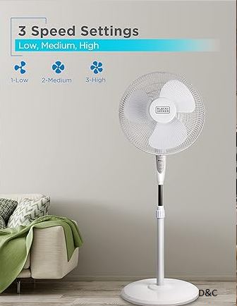 BLACK+DECKER 16″ Standing Fan with Pedestal