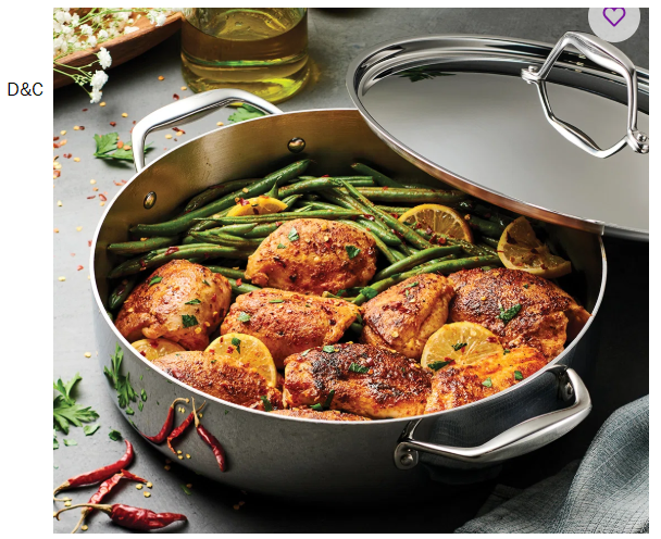 Tramontina Signature Tri-Ply Clad Stainless Steel 6-Quart Braiser Pan with Lid, Induction-Ready, Dishwasher-Safe, NSF-Certified, Made in Brazil