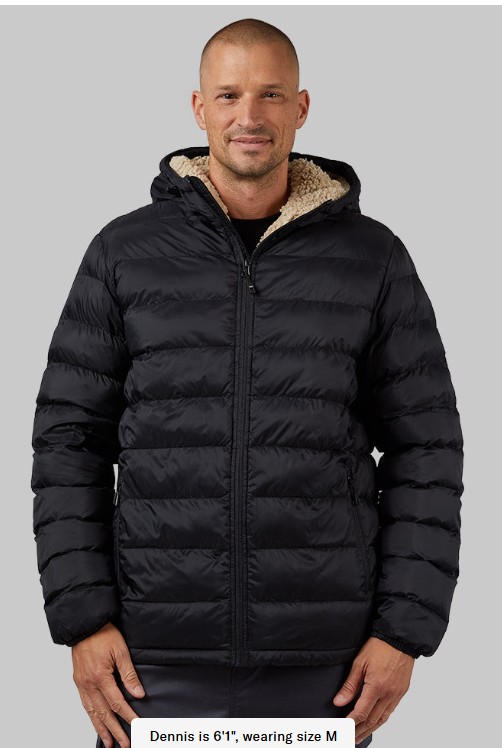 MEN’S HOODED SHERPA-LINED JACKET