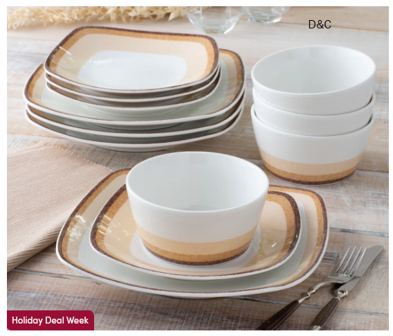 Noritake Colorscapes Layers Square 12-Piece Dinnerware Set, Service for 4