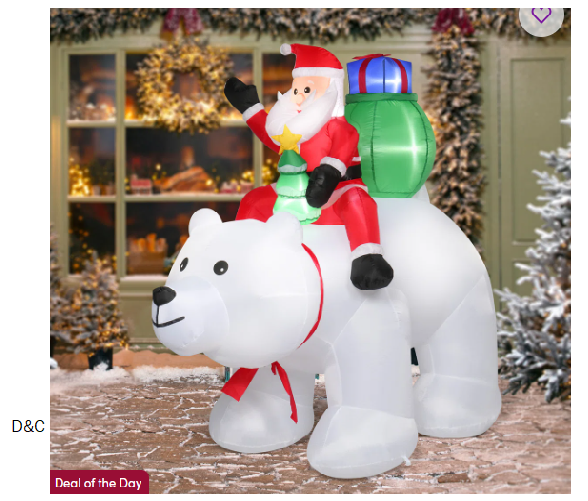 LED Lights Santa Claus Rides Polar Bear Christmas Inflatable Decoration