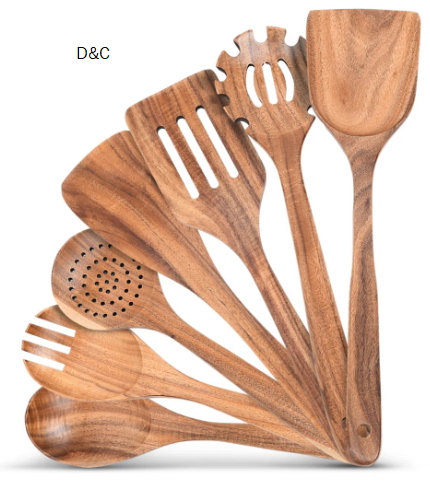 7 Piece Wooden Kitchen Utensils Set