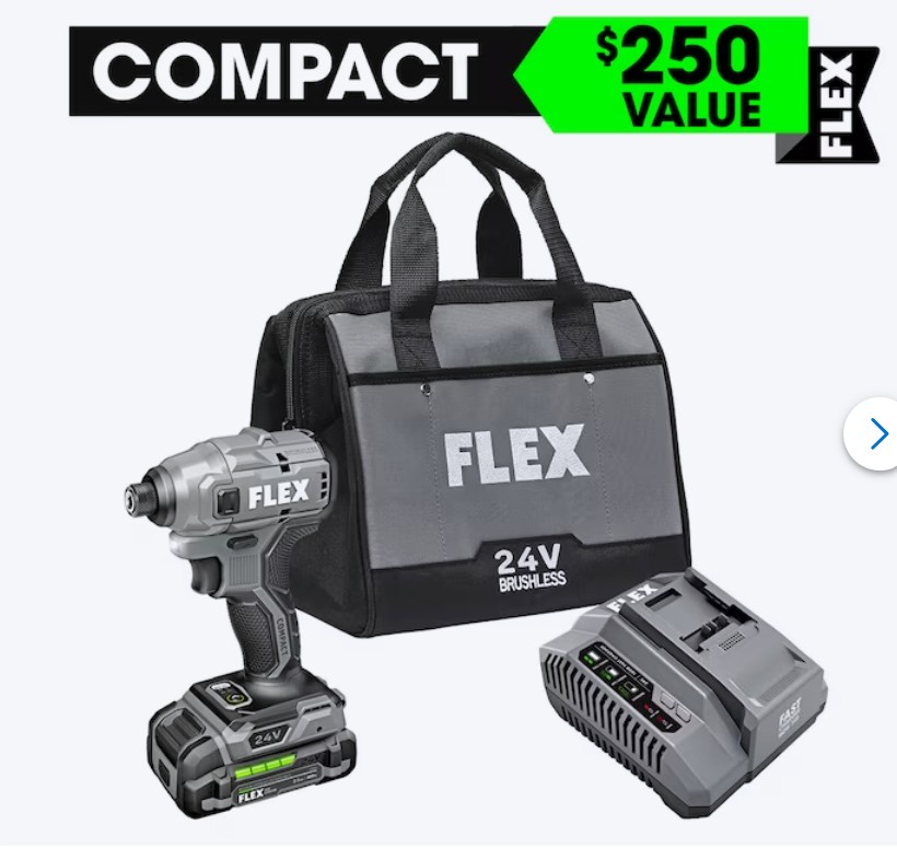 FLEX COMPACT 24-volt 1/4-in Brushless Cordless Impact Driver (Battery Included and Charger Included and Soft Bag included)