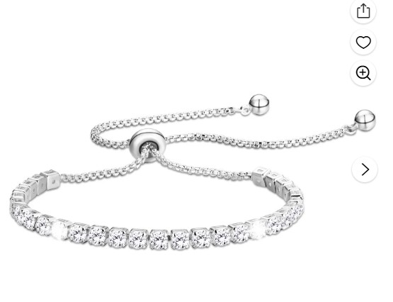 APSVO 18K White Gold Plated Tennis Bracelets for Women Girls CZ S925 Sterling Silver April Birthstone Bracelets with Crystal Wedding Birthday Jewelry Gifts Ideas Teen Tween Daughter Mom Kids Age