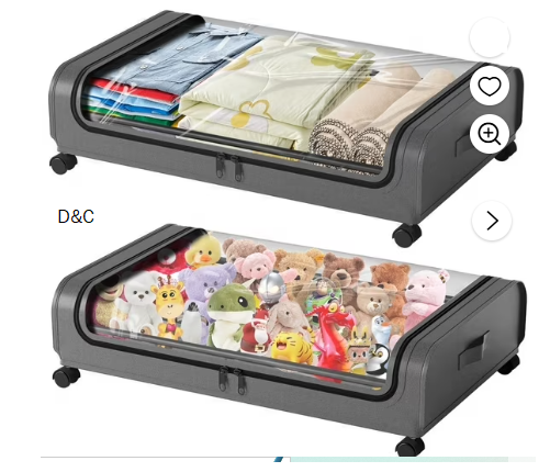 Under Bed Storage Containers ,2PACK Under Bed Storage with Wheels,Large Bedroom Storage Bins with Lids Closet Organizer for Clothes Blankets Shoes Bedding Toys