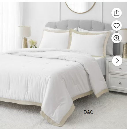 Hotel Style 3-Piece Beige/White Egyptian Cotton-Rich Blend Luxury Comforter Set, King