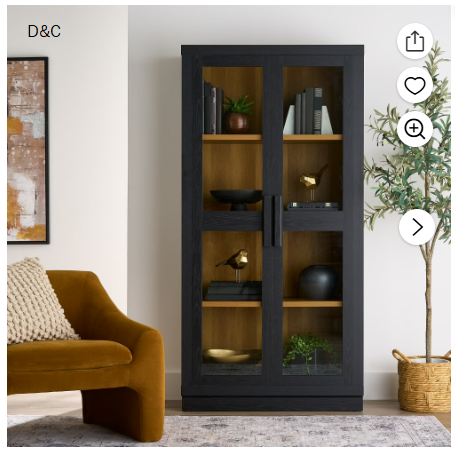 Better Homes & Gardens Ezra Glass Door Storage Accent Cabinet, Rich Black finish