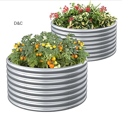 FRIZIONE 2-Pack 3x2FT Tall Round Raised Garden Bed