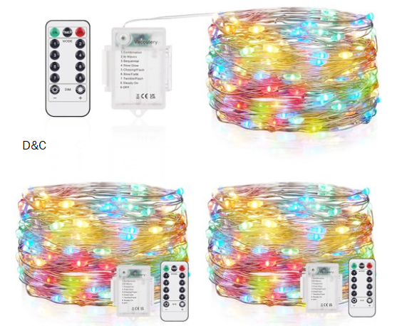 3 Pack: 40ft USB Waterproof Remote Control LED String Lights