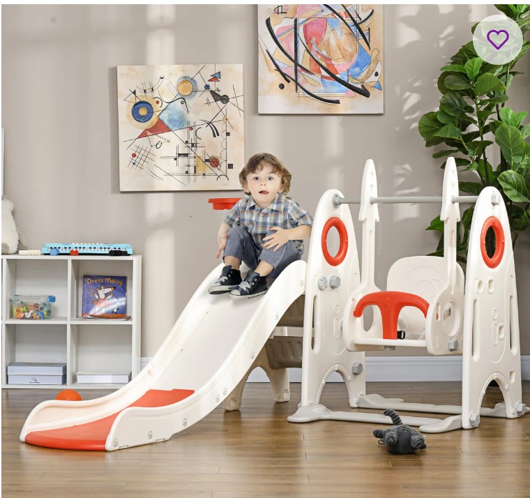 Toddler Swing Set, 4 in 1 Toddler Playground for Kids 1-3 Years Old, Indoor Toddler Playset