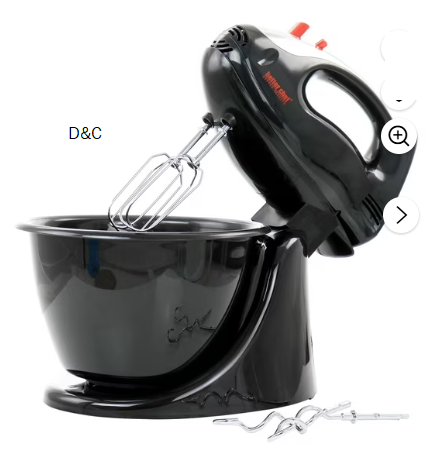 Better Chef 200 Watt Stand Mixer / Hand Mixer in Black with Mixing Bowl