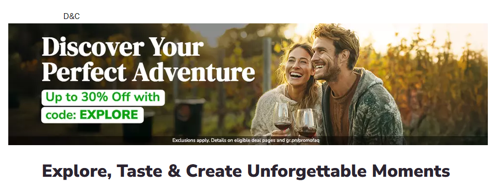 Discover your perfect adventureUse code EXPLORE for 30% offExplore, Taste & Create Unforgettable Moments