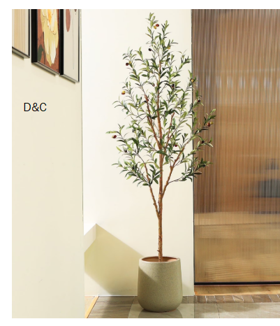 DR.Planzen 6ft Artificial Olive Tree Indoor, Tall Faux Olive Tree, Artificial Plants with Natural Wood Trunk and Lifelike Fruits for Home Office Decor