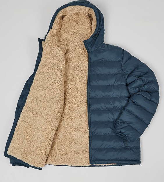 MEN’S HOODED SHERPA-LINED JACKET