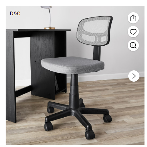 Mainstays Mesh Task Chair with Padded Seat, Teens and Adult, Gray/Gray