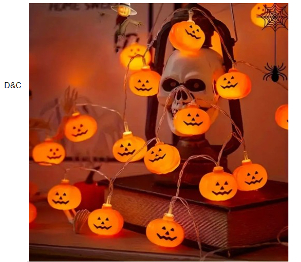 1pc 10/20 LED Halloween 3D Pumpkin String Lights Battery Powered Pumpkin Fairy Atmosphere Lights