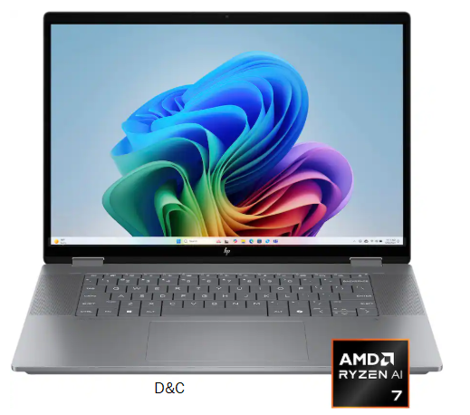 HP – OmniBook X Flip 2-in-1 – Copilot+ PC – 16″ 2K Touch-Screen Laptop – AMD Ryzen AI 7 – 24GB Memory – 1TB SSD – Meteor Silver