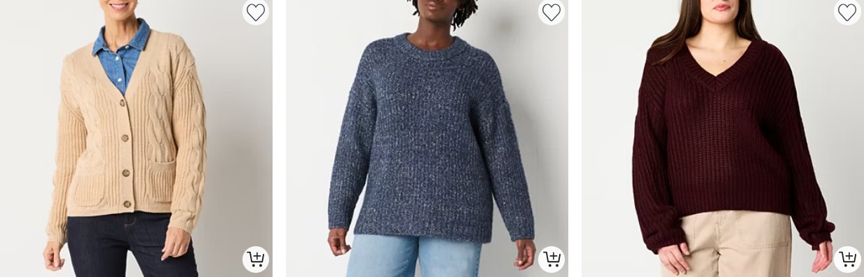 St. John’s Bay Womens V Neck Long Sleeve Button Cardigan