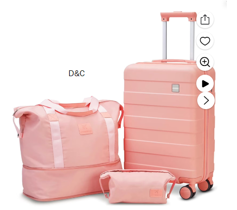 Joyway Carry on Luggage 20 in Carry-on Suitcase with Spinner Wheels Hardside 3PCS Set with TSA Lock-Pink