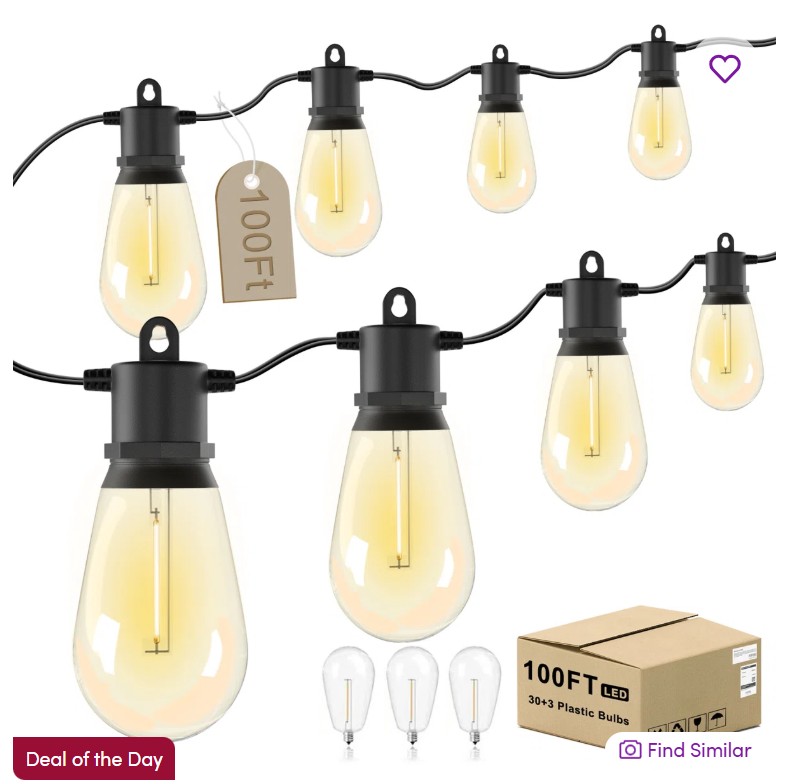 Outdoor String Lights IP65 Waterproof Patio Lights With Shatterproof LED Bulbs