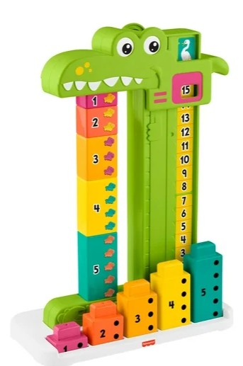 Fisher-Price Adding Alligator Educational Toy with 10 Stacking Blocks for Preschool Kids