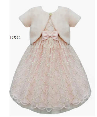 Kids’ Flower Embroidered Dress & Faux Fur Bolero Jacket