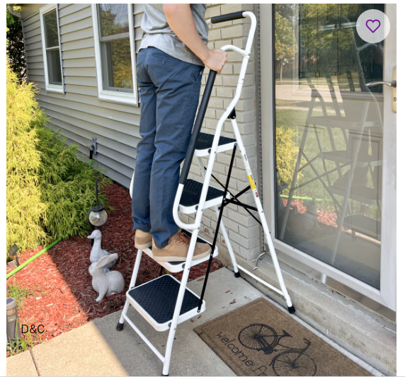 4 Step Stool Steel Folding Step Ladder with Handrail